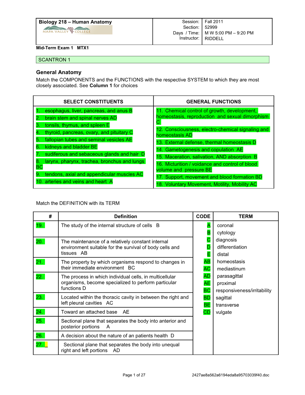 Mid-Term Exam 1 MTX1