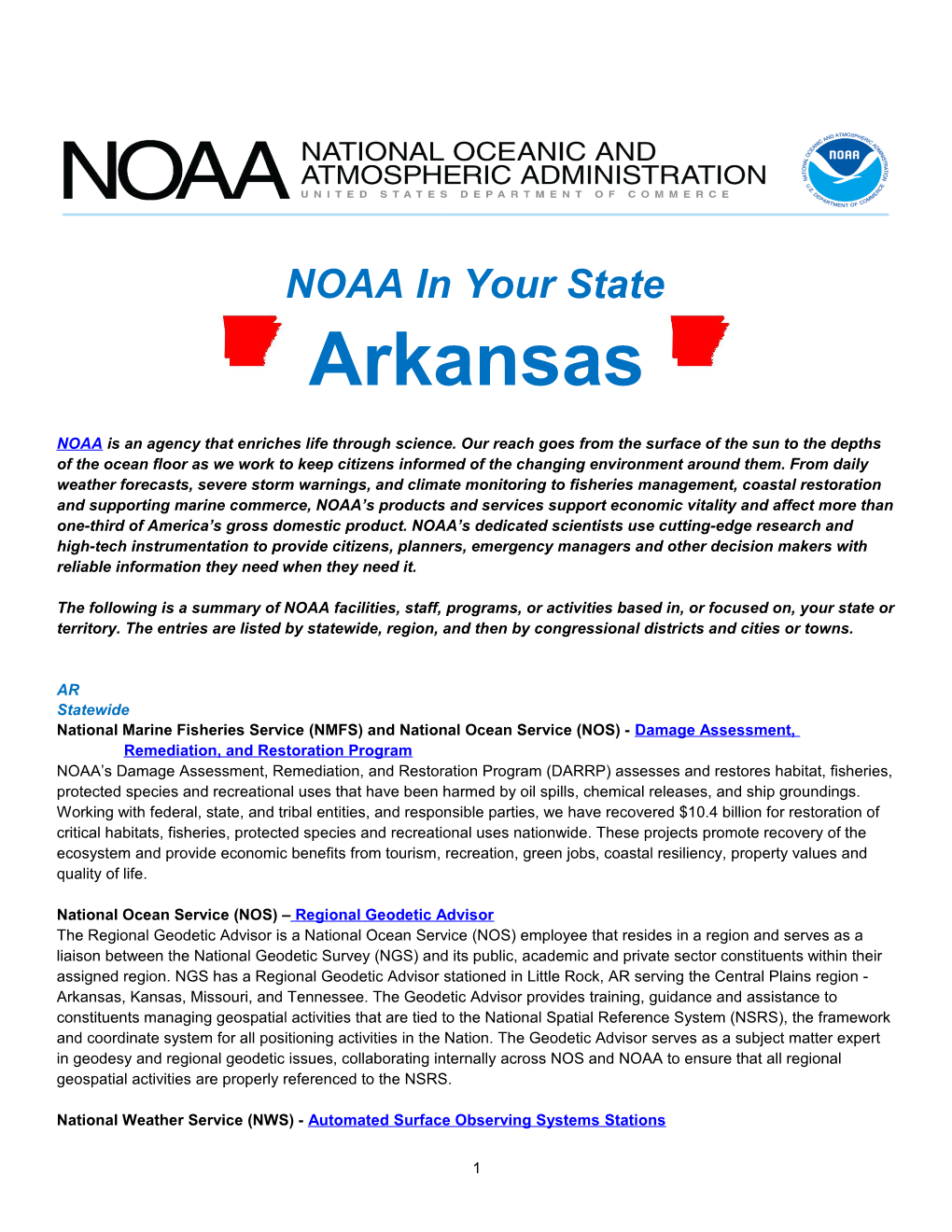 NOAA in Your State - Arkansas