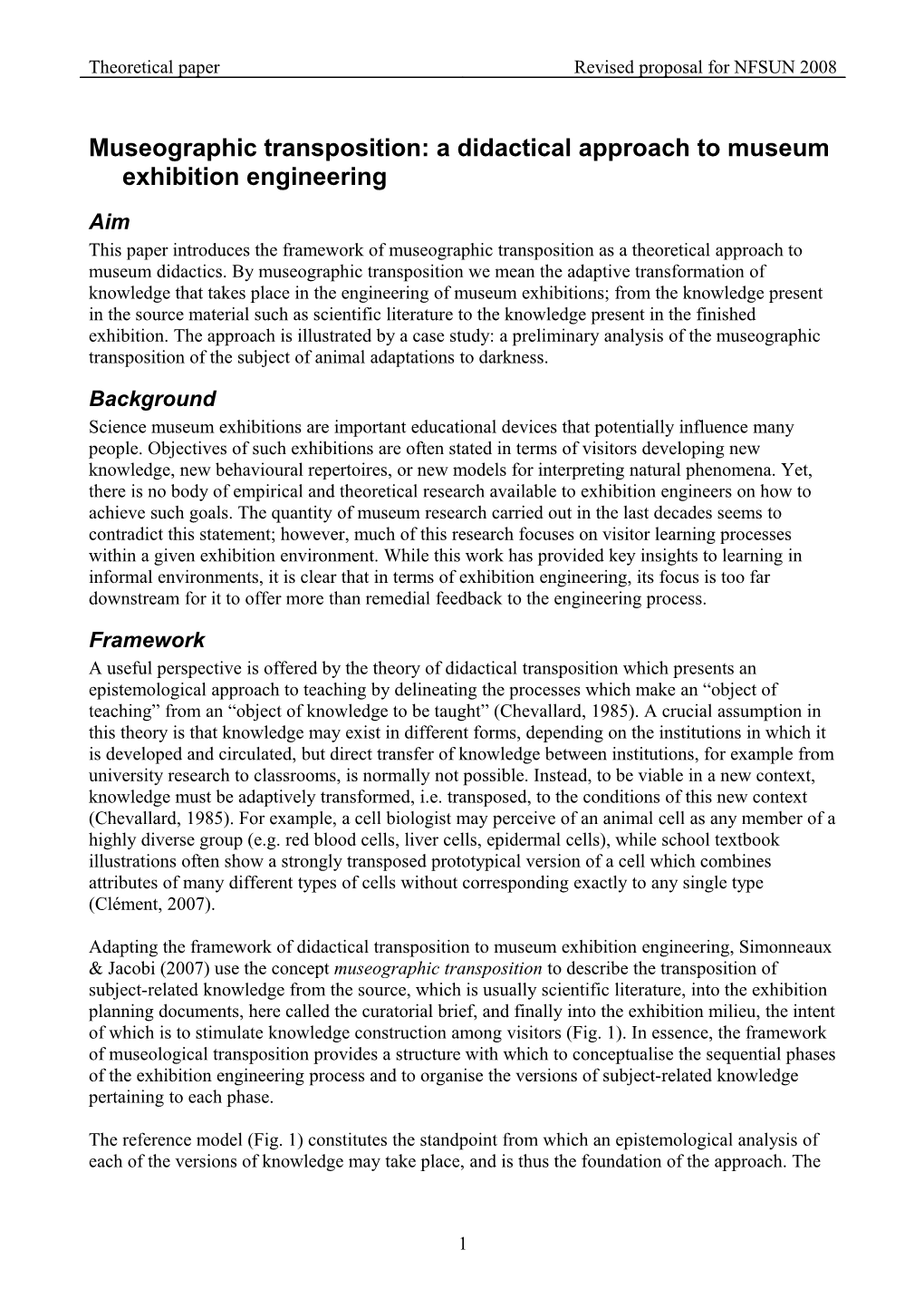 Museographic Transposition: a Didactical Approach to Museum Exhibition Engineering