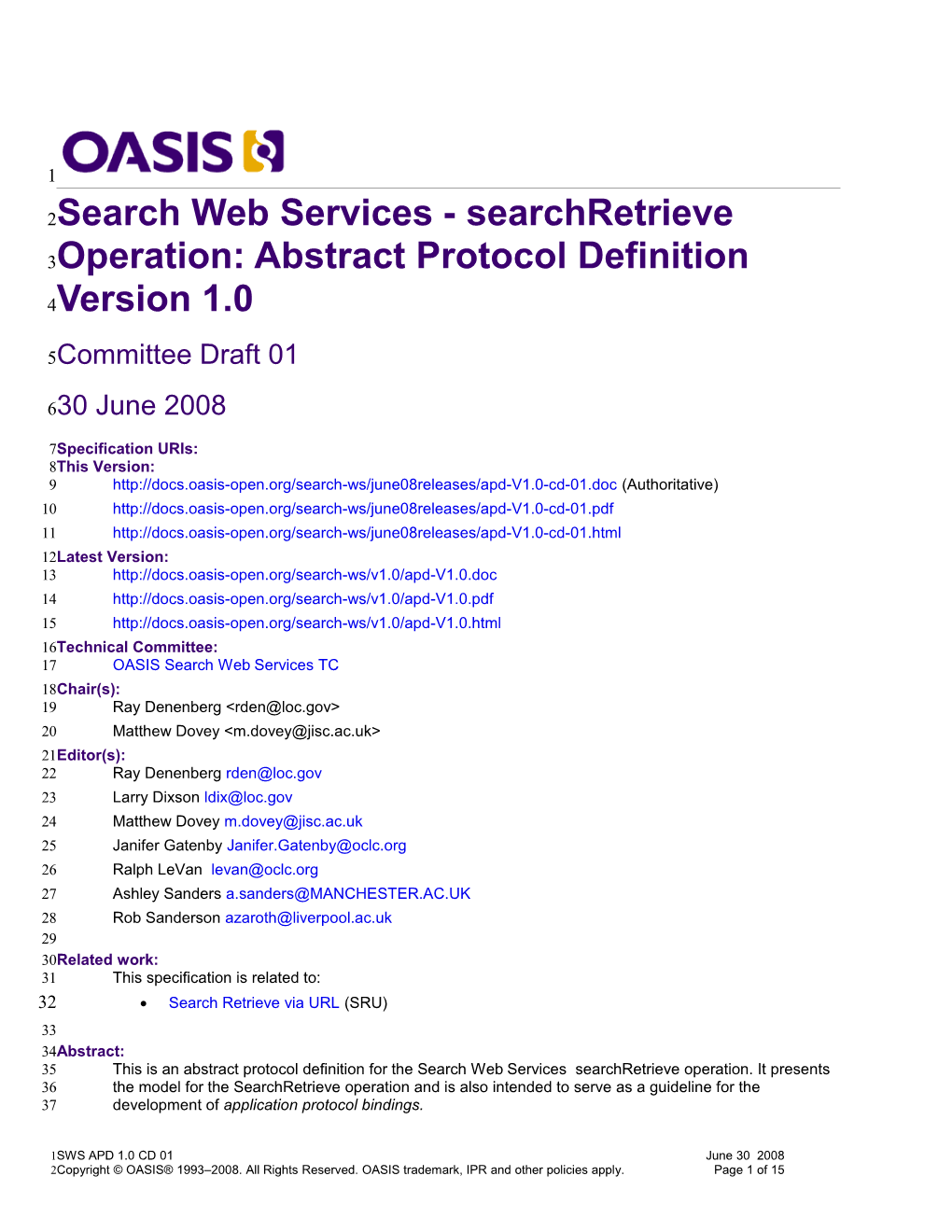 OASIS Specification Template s15