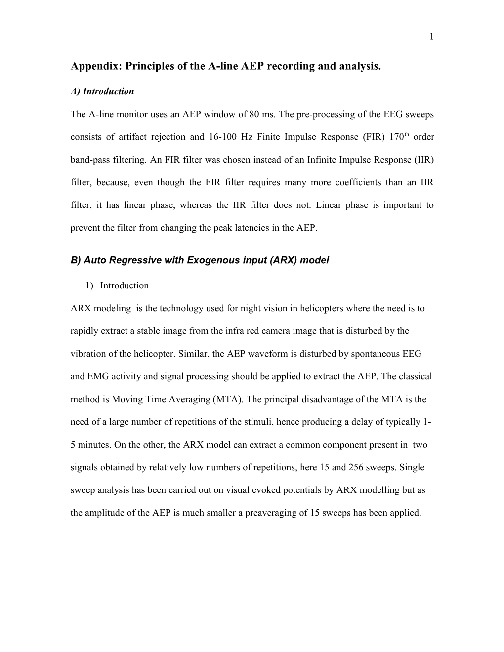 AEP Recording and Analysis