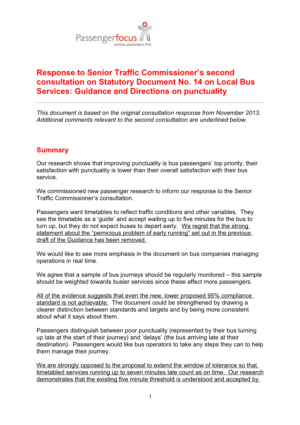 Response to Senior Traffic Commissioner S Second Consultation on Statutory Document No