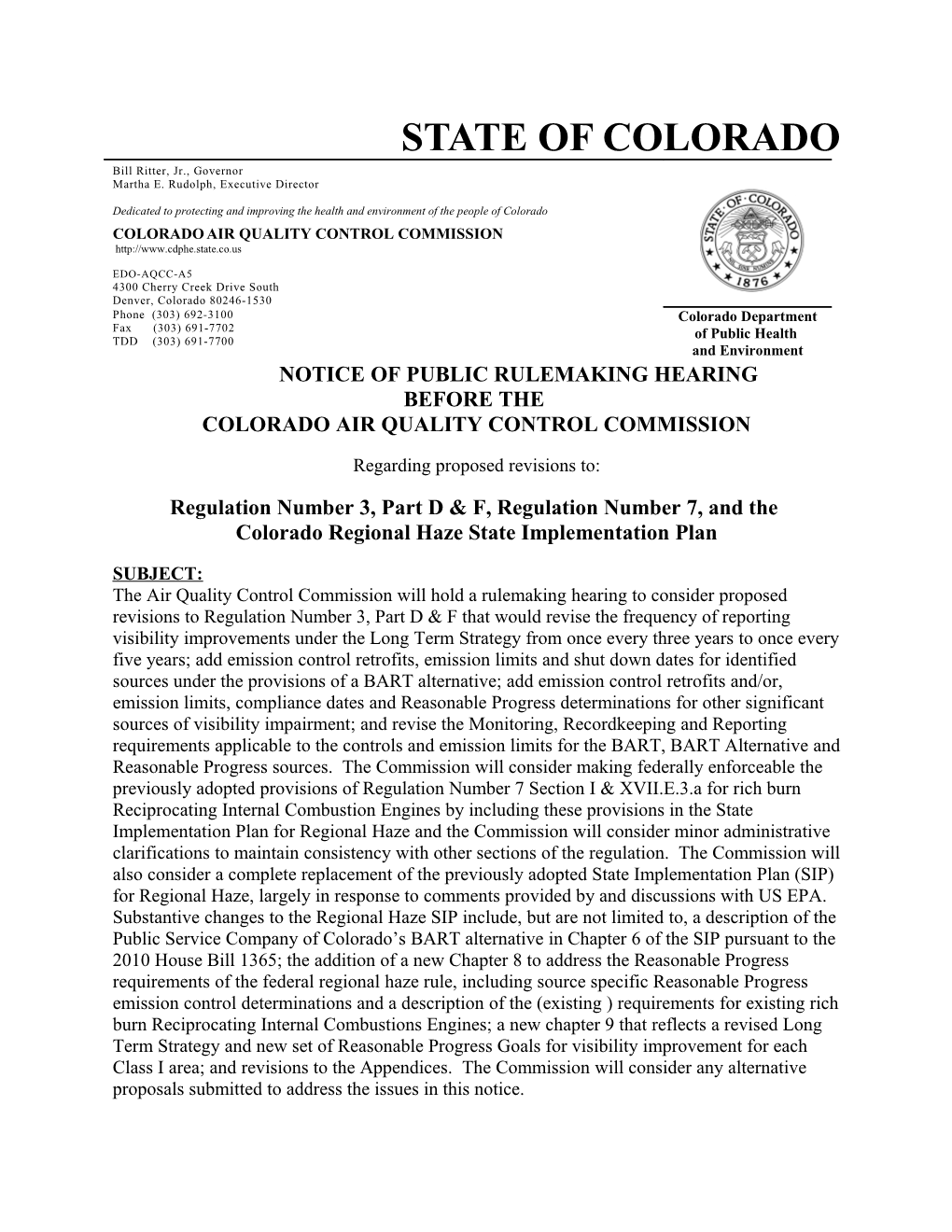 Notice of Public Rulemaking Hearing s1