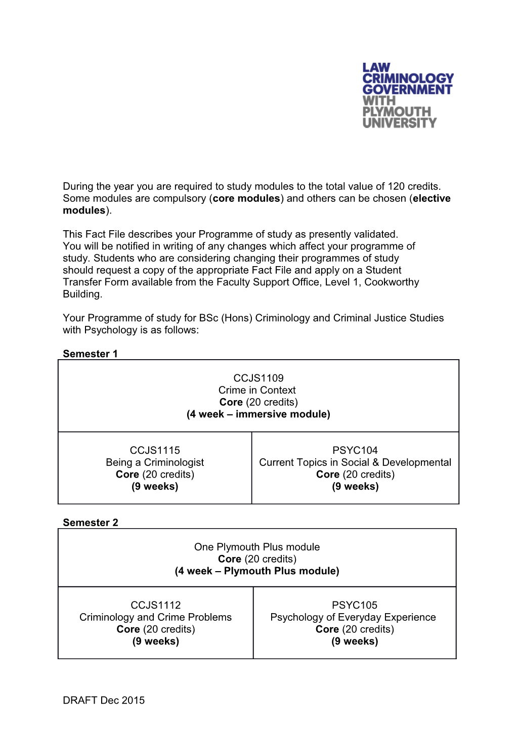 During the Yearyou Are Required to Study Modules to the Total Value of 120 Credits