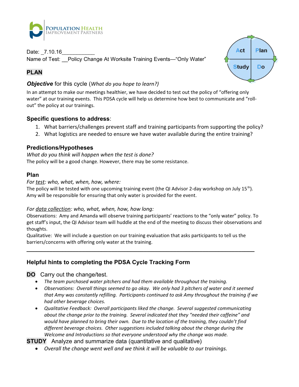 Objective for This Cycle (What Do You Hope to Learn?)