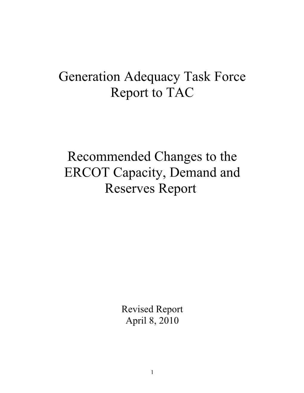 Generation Adequacy Task Force