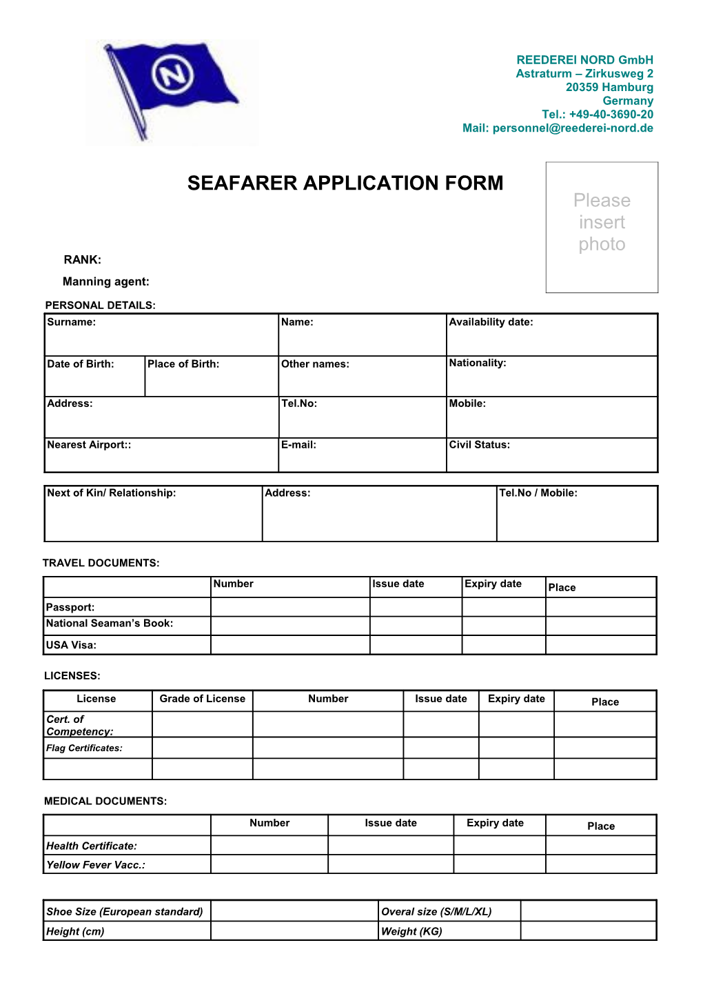 Seafarer Application Form