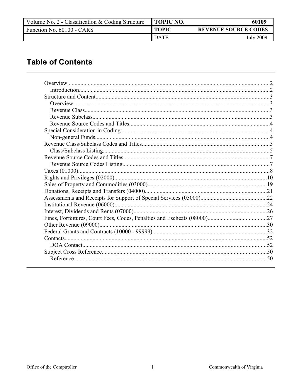 CAPP Manual - 60109 - CARS, Revenue Source Codes