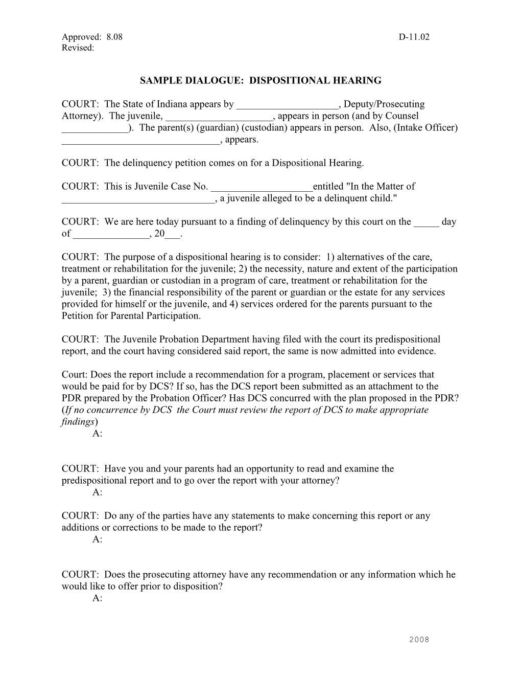 Sample Dialogue: Dispositional Hearing