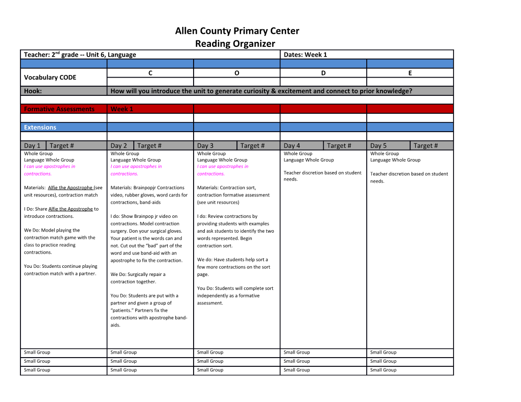 Reading Organizer