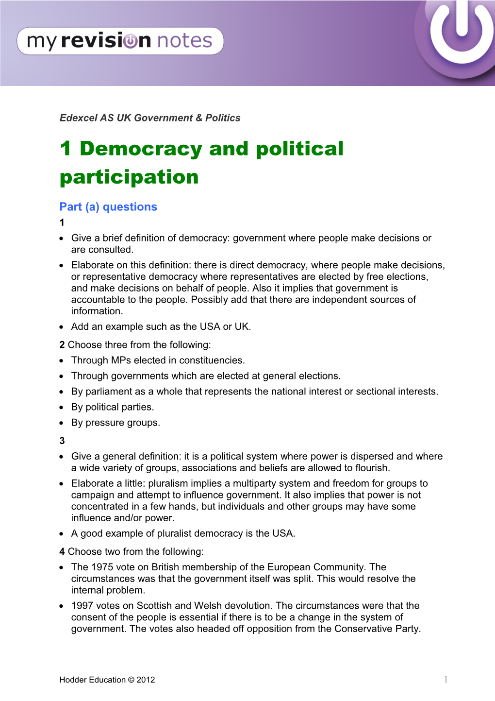 Edexcel AS UK Government & Politics