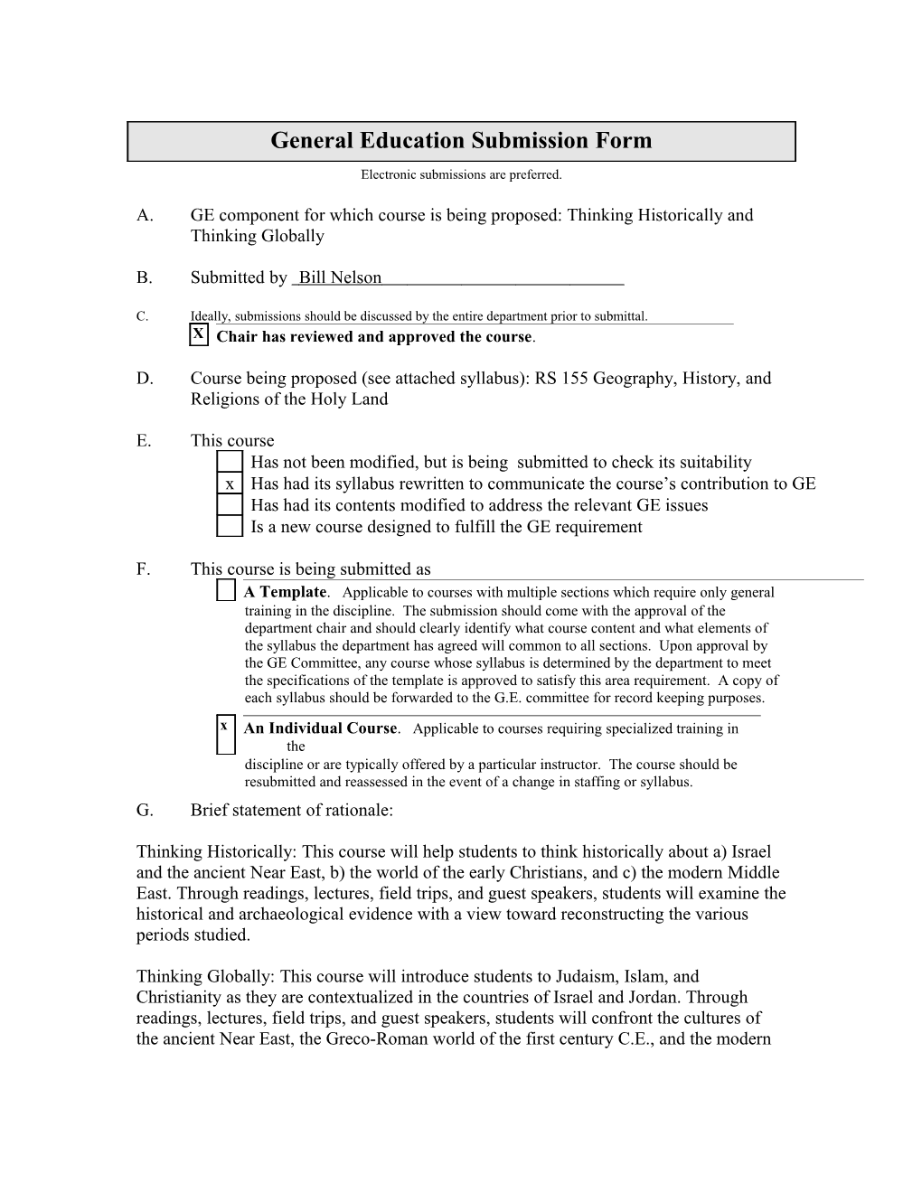 General Education Framework