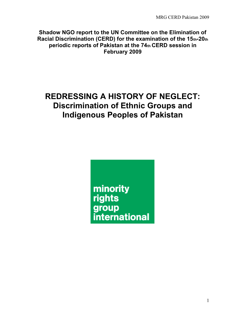 Cover Page Include the Name of the Country the Report Addresses