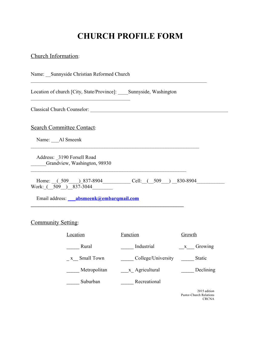 Church Profile Form s2