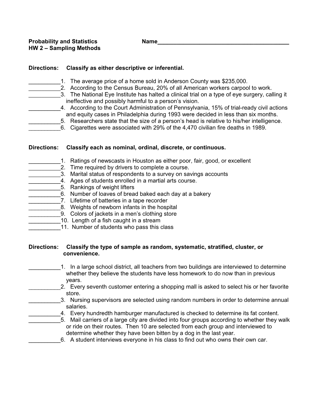 Probability and Statistics