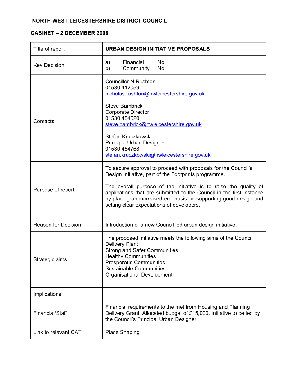 North West Leicestershire District Council s2