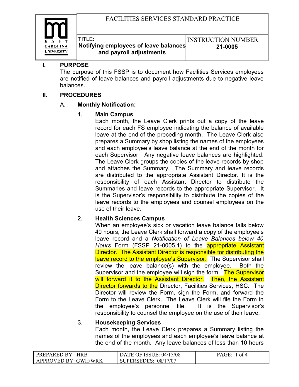 FSSP 21-0005; Notifying Employees of Leave Balances and Payroll Adjustments