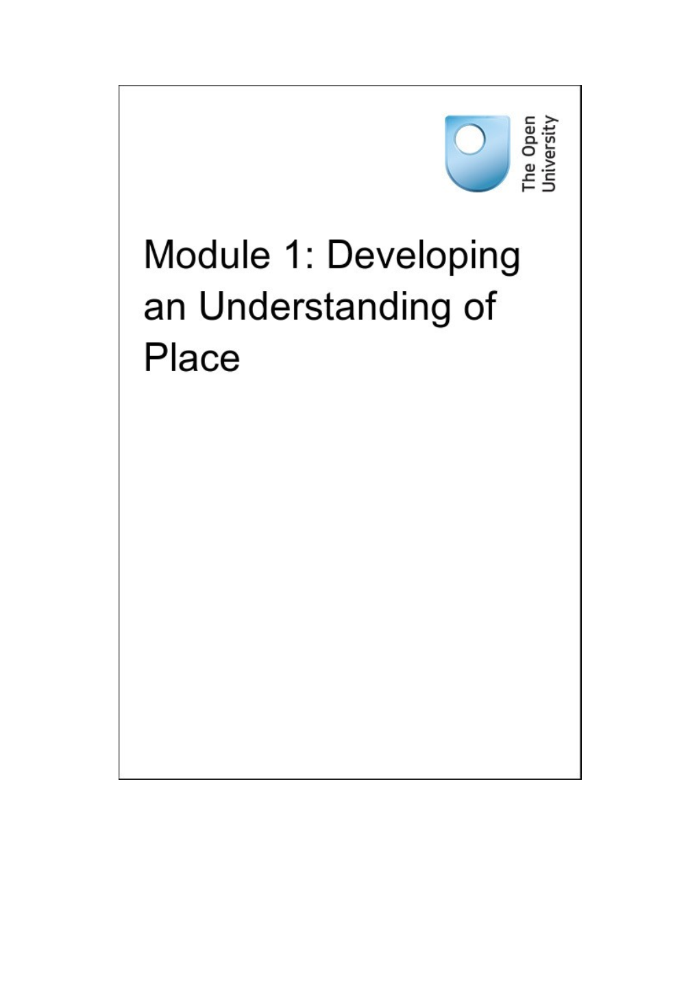 Module 1: Developing an Understanding of Place