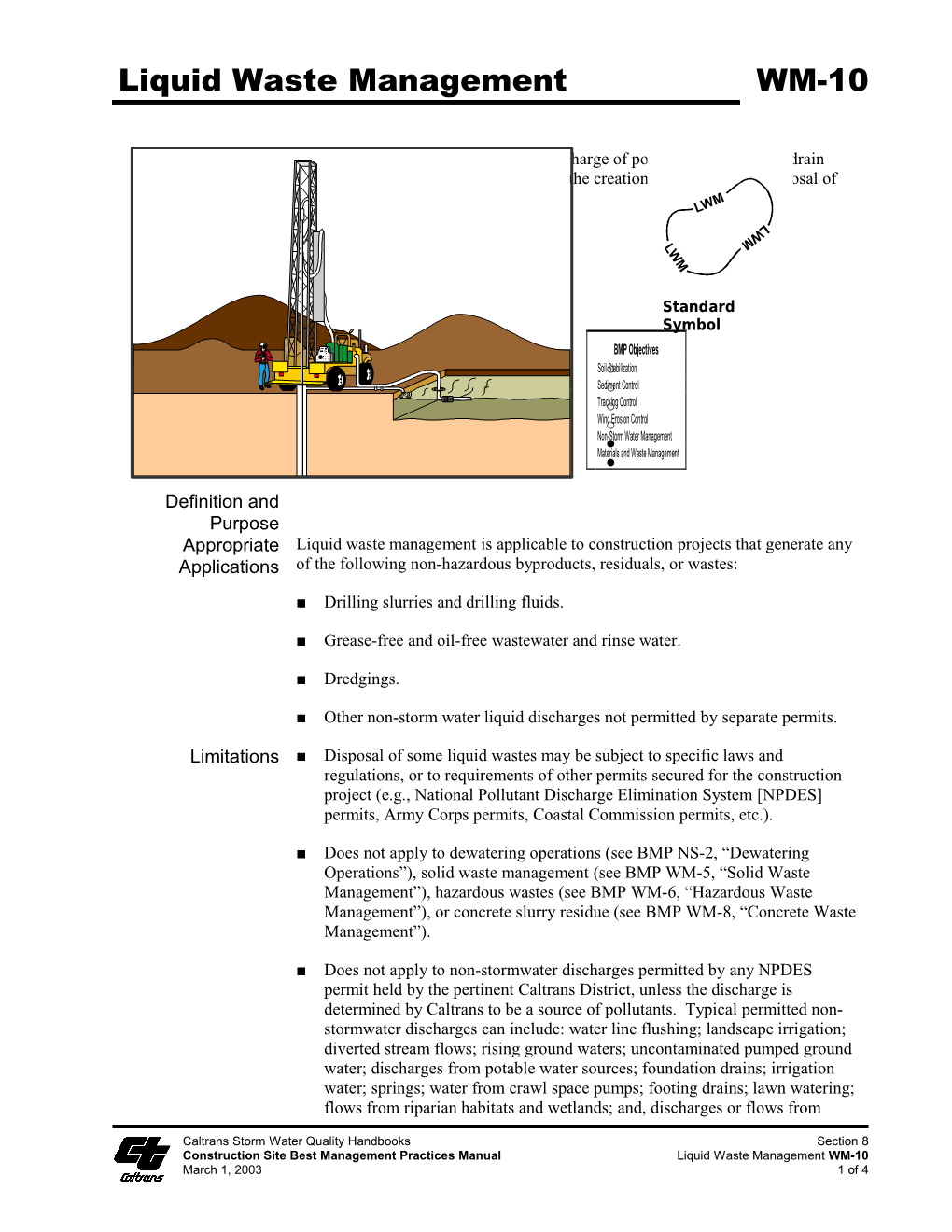 Construction Site Best Management Practices Manualliquid Waste Management WM-10