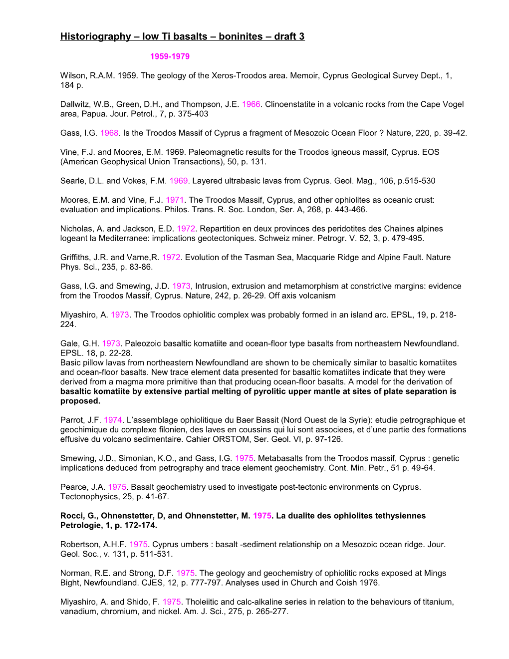 Historiography Low Ti Basalts Boninites Draft 3