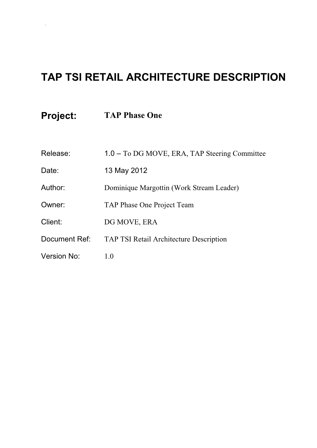 Tap Tsi Retail Architecture Description