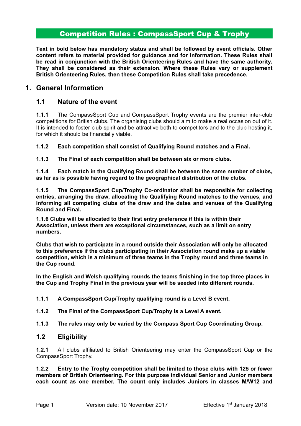 Competition Rules : Compasssport Cup & Trophy