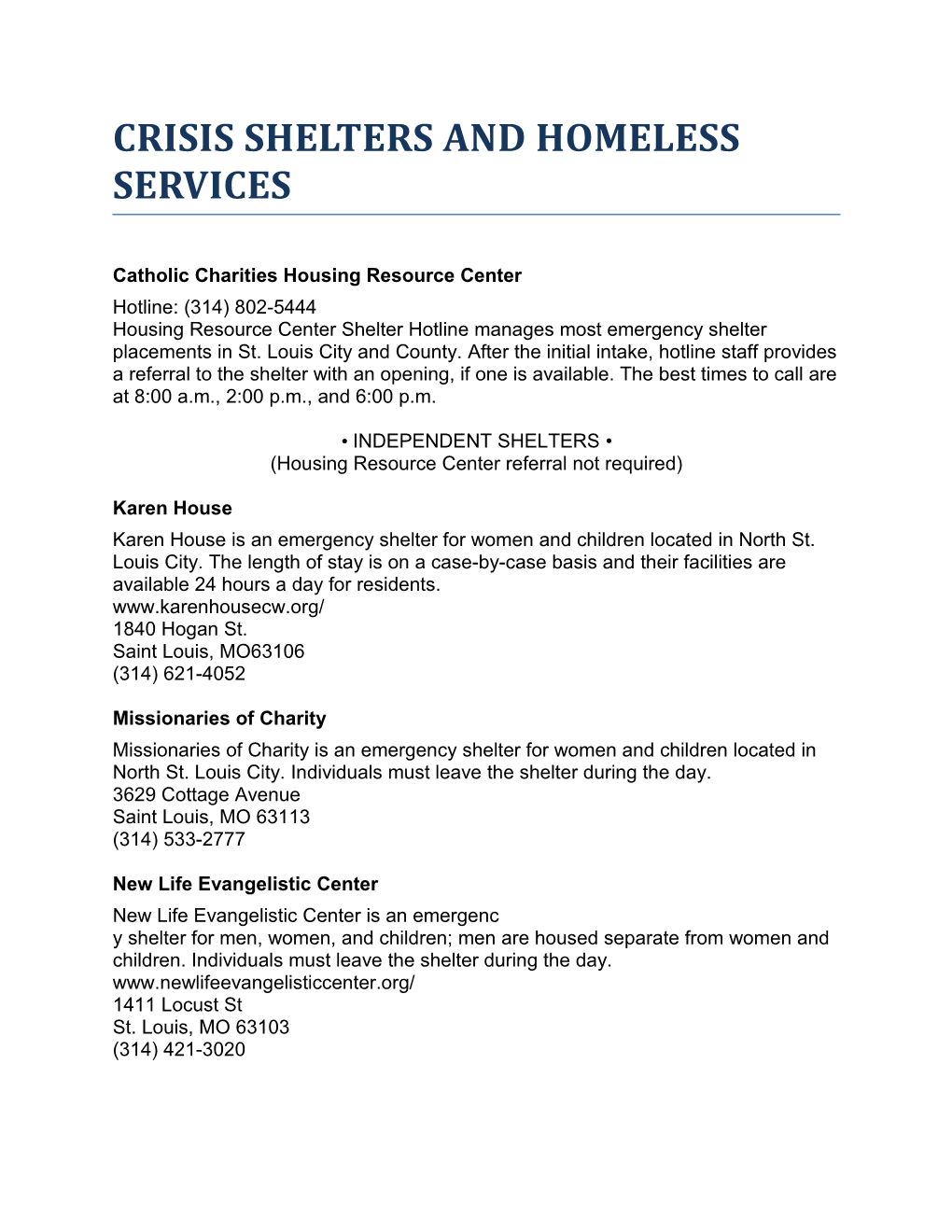 Catholic Charities Housing Resource Center