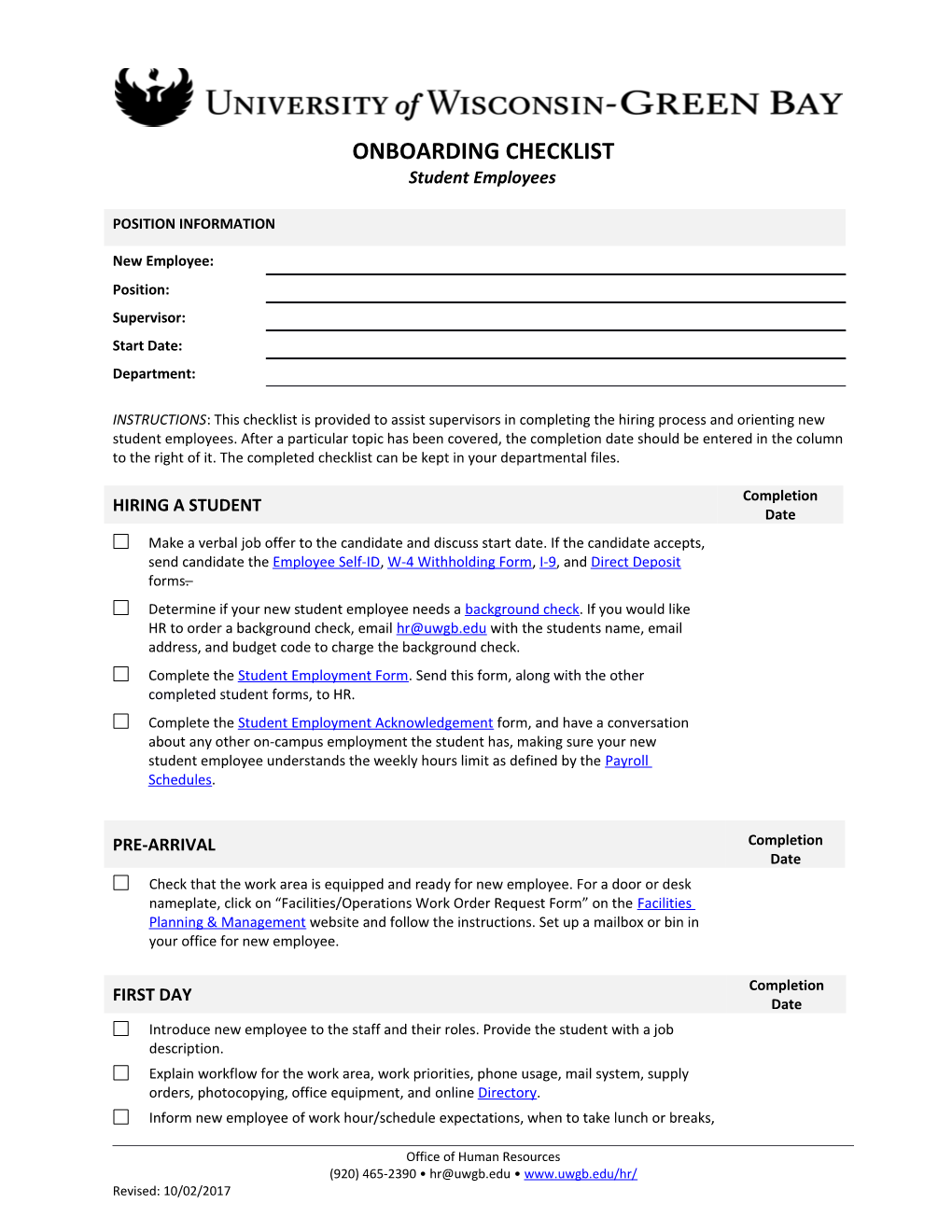 Onboarding Checklist