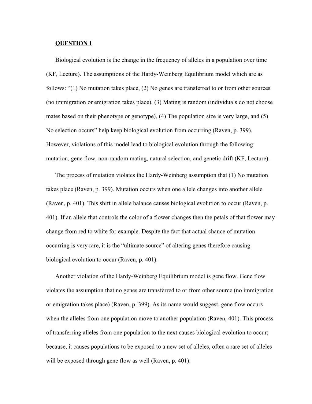 Biological Evolution Is the Change in the Frequency of Alleles in a Population Over Time