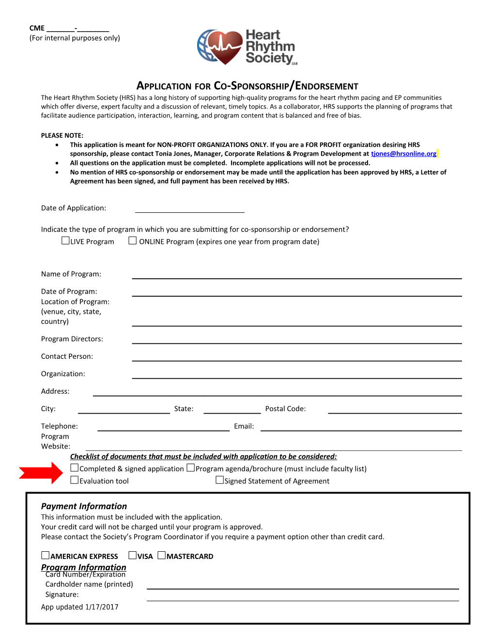 Application for Co-Sponsorship/Endorsement