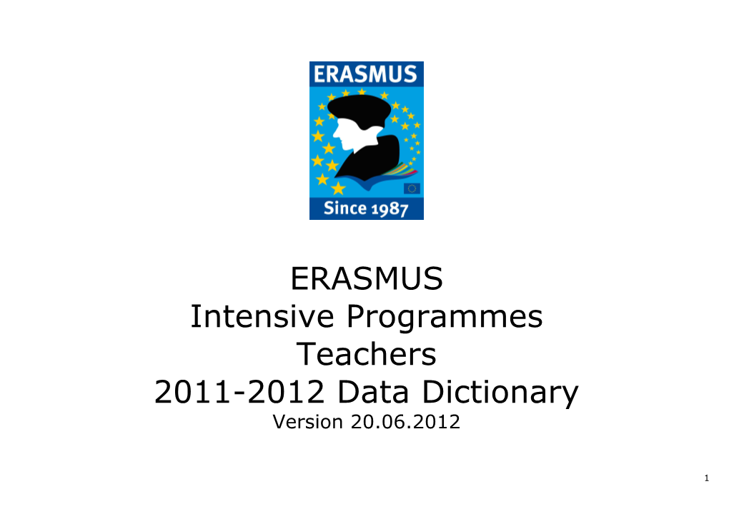 Erasmus Teacher Visit Data Dictionary 2005/2006 V4