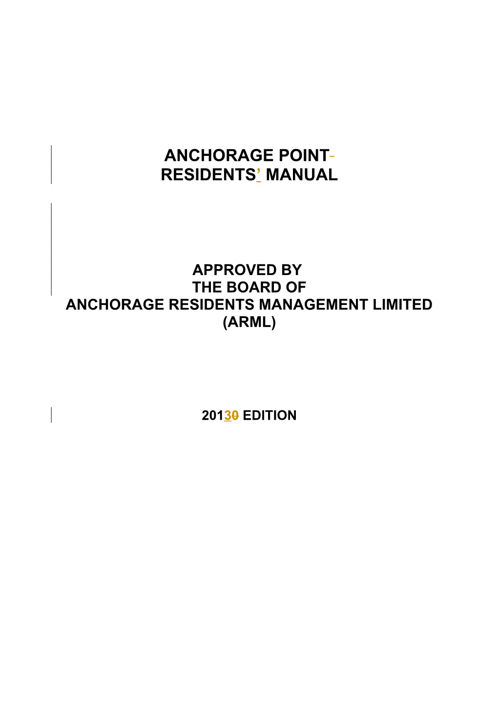 Anchorage Point Residents Manual