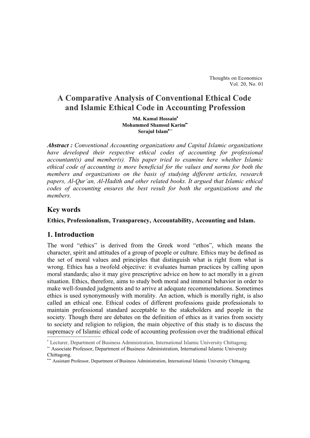 A Comparative Analysis of Conventional Ethical Code And
