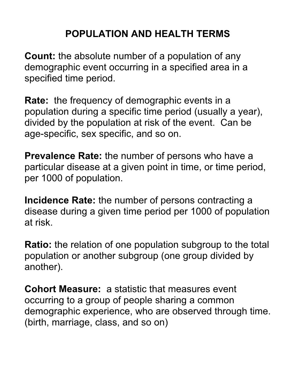 Key Demographic Terms and Concepts