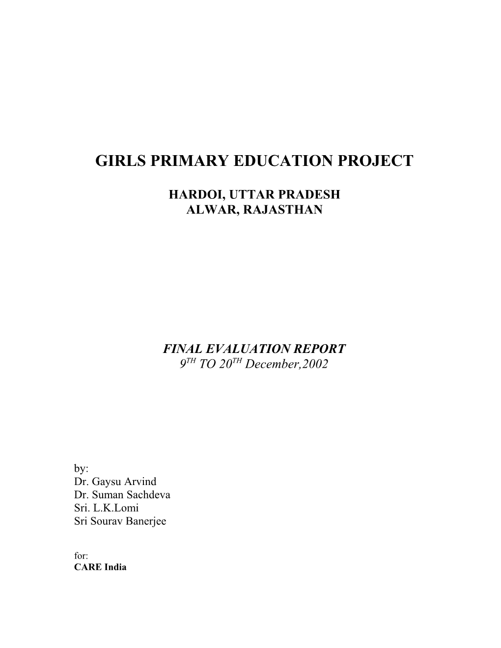 Girls' Primary Education Project
