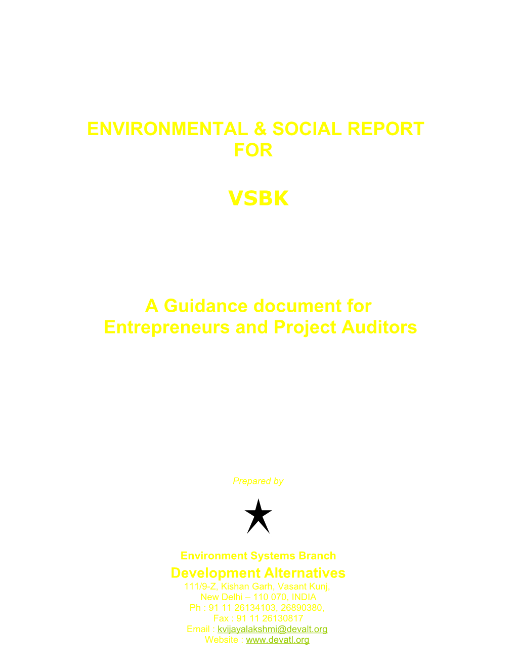 Environmental & Social Report for Vsbk