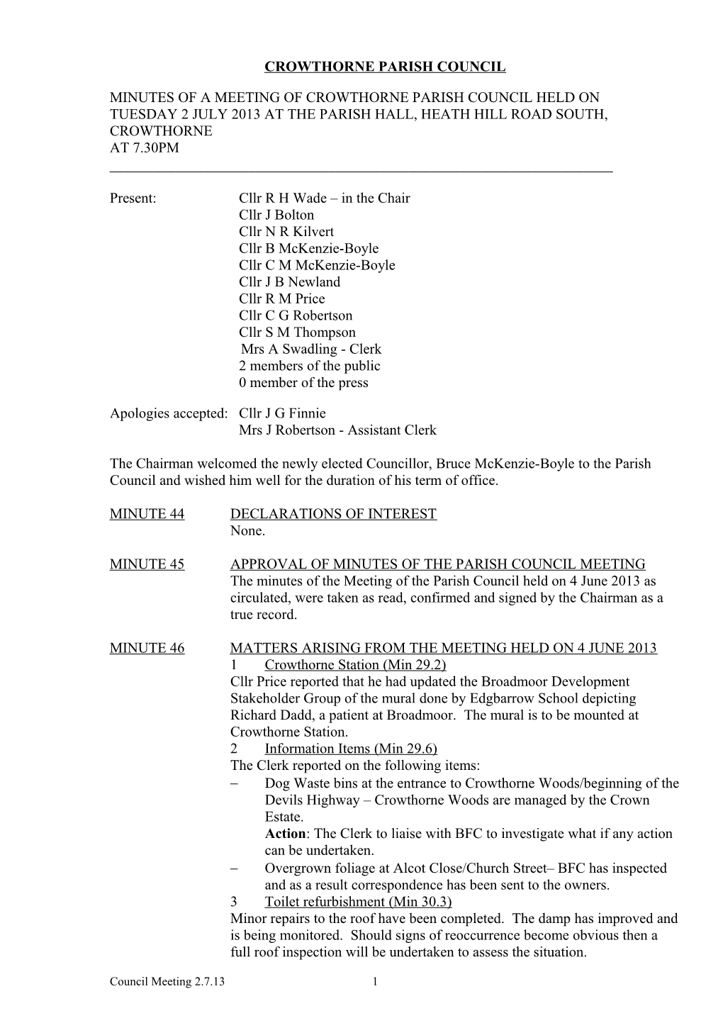 Crowthorne Parish Council s1