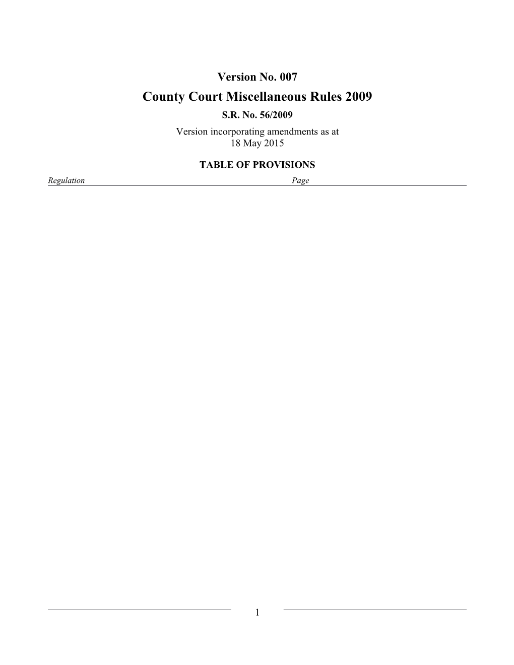 County Court Miscellaneous Rules 2009