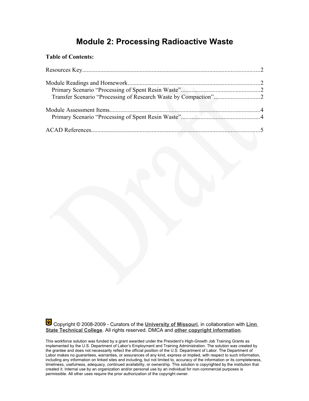 Module 2:Processing Radioactive Waste