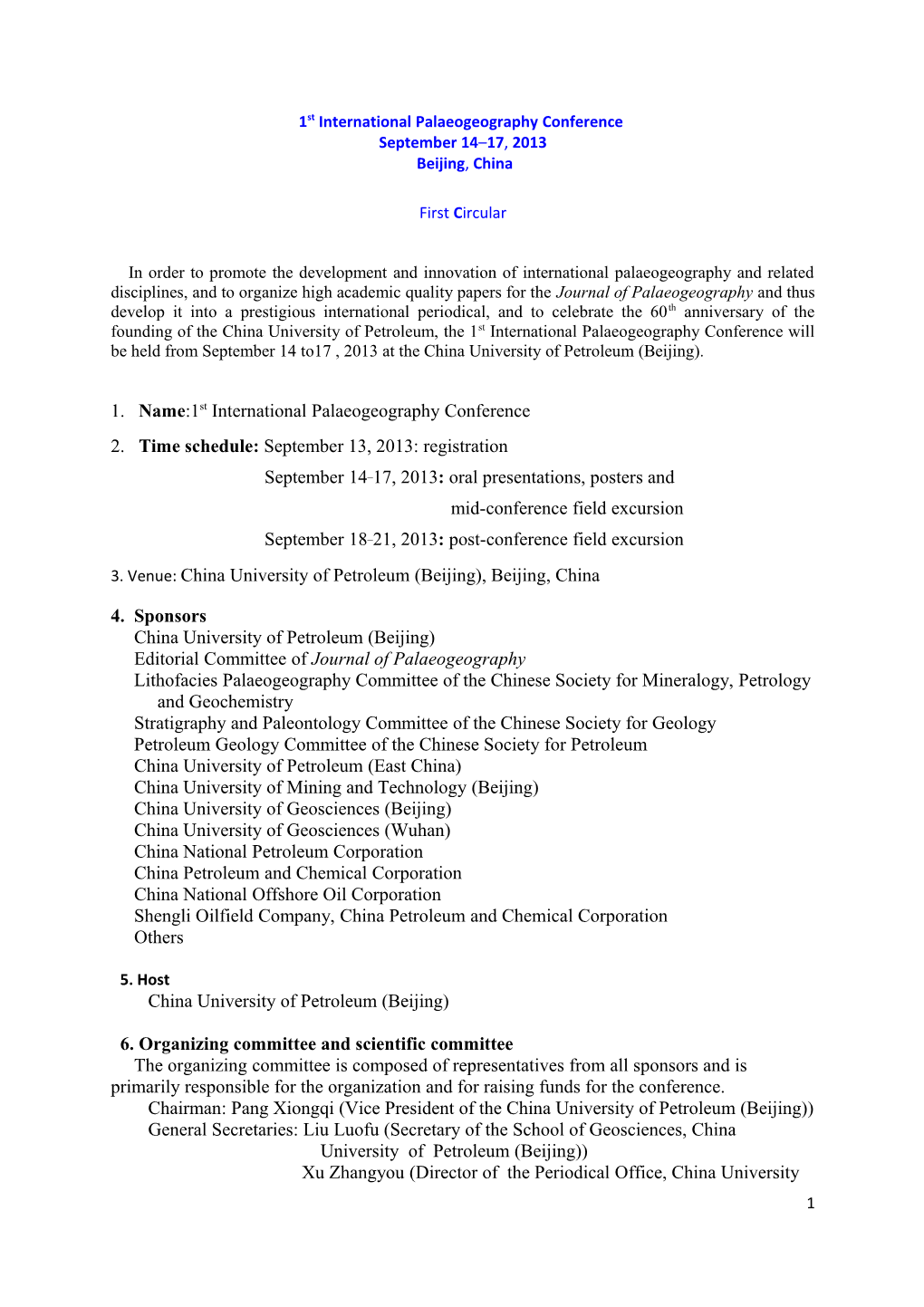 2Nd International Palaeogeography Conference