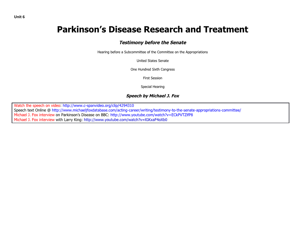 Parkinson S Disease Research and Treatment