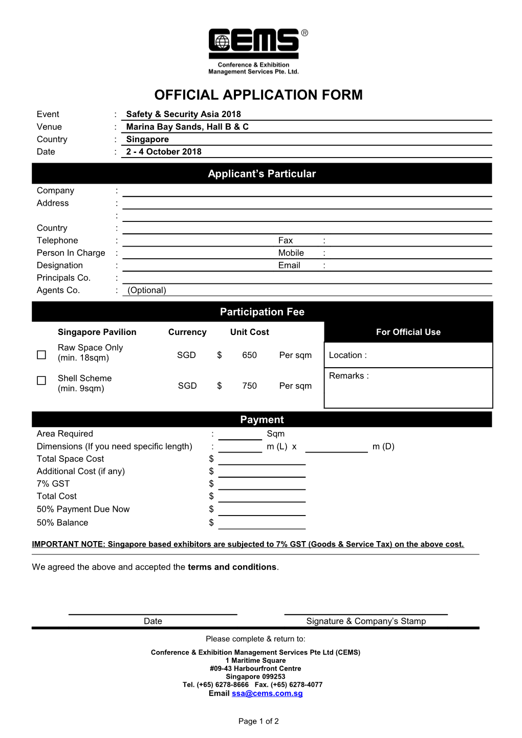 Official Application Form
