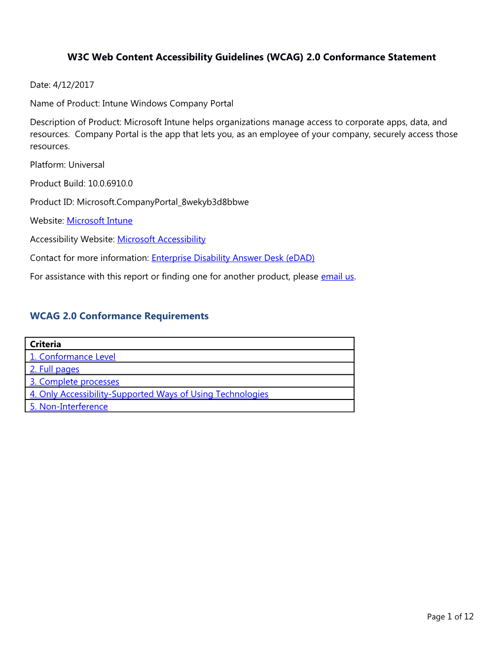 W3C Web Content Accessibility Guidelines (WCAG) 2.0 Conformance Statement s15