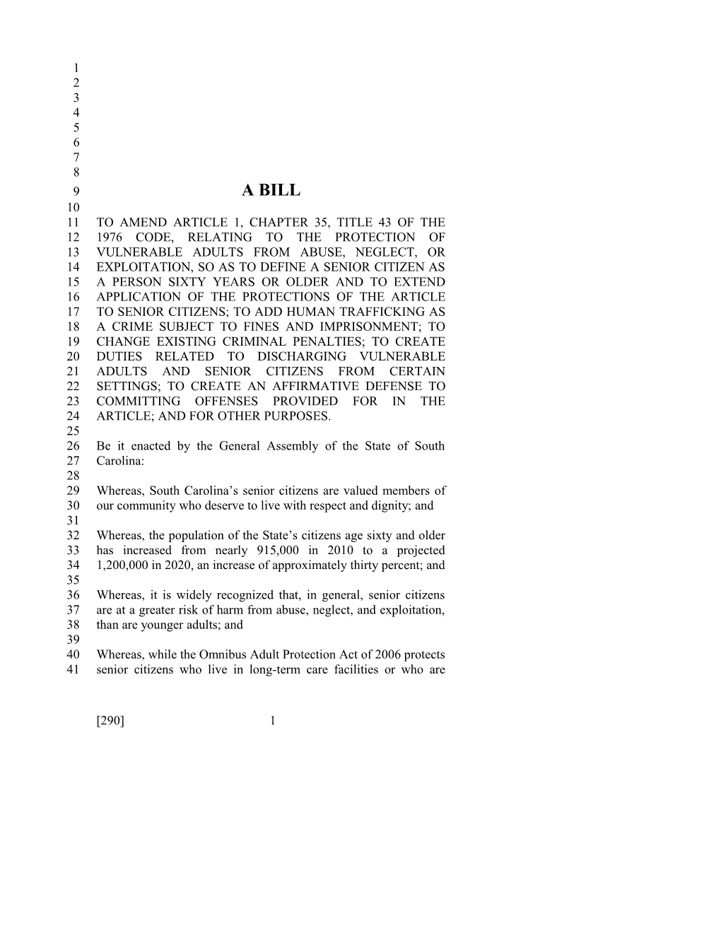2015-2016 Bill 290 Text of Previous Version (Jan. 13, 2015) - South Carolina Legislature Online