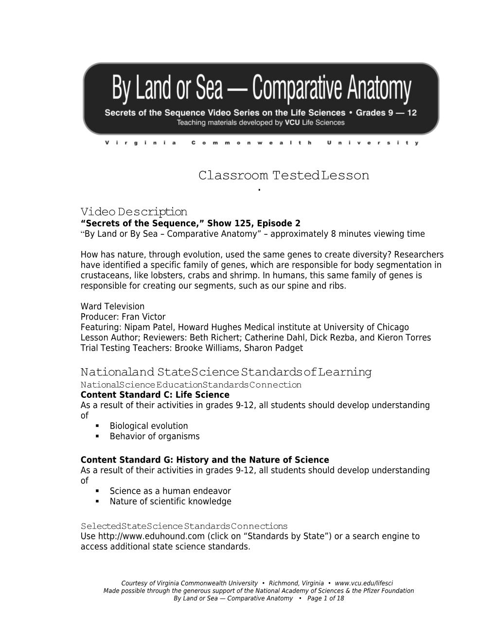 By Land Or by Sea-Comparative Anatomy