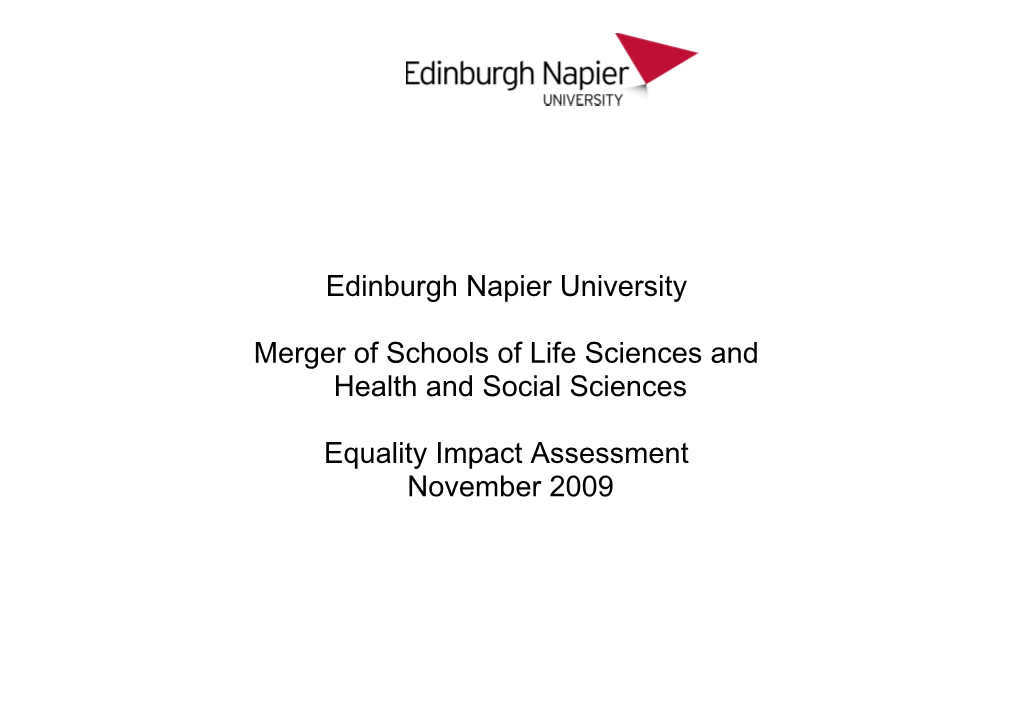 Merger of Schools of Life Sciences And