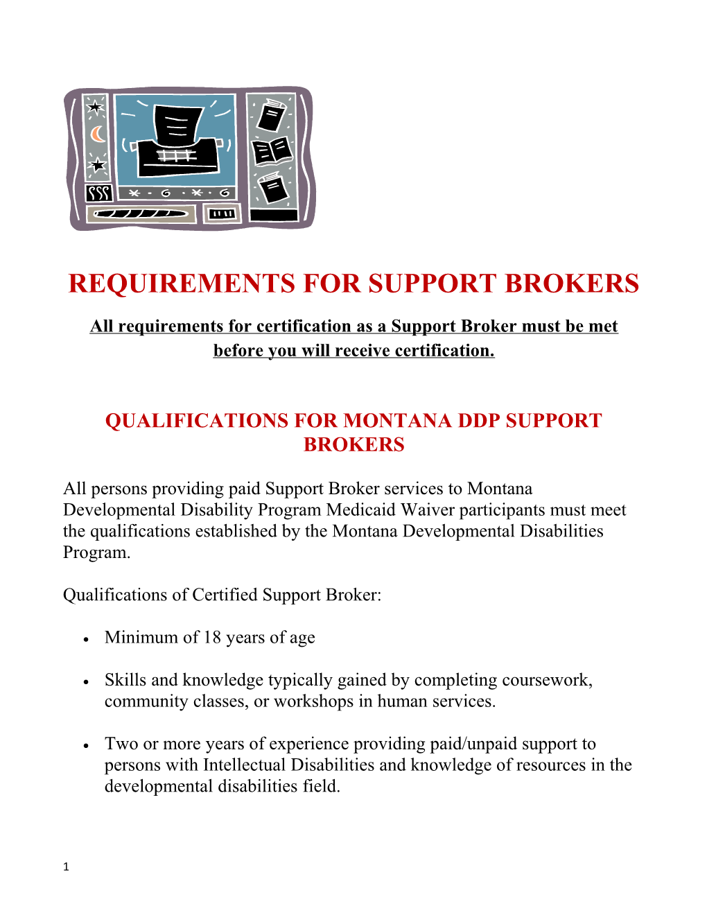 Requirements for Support Brokers