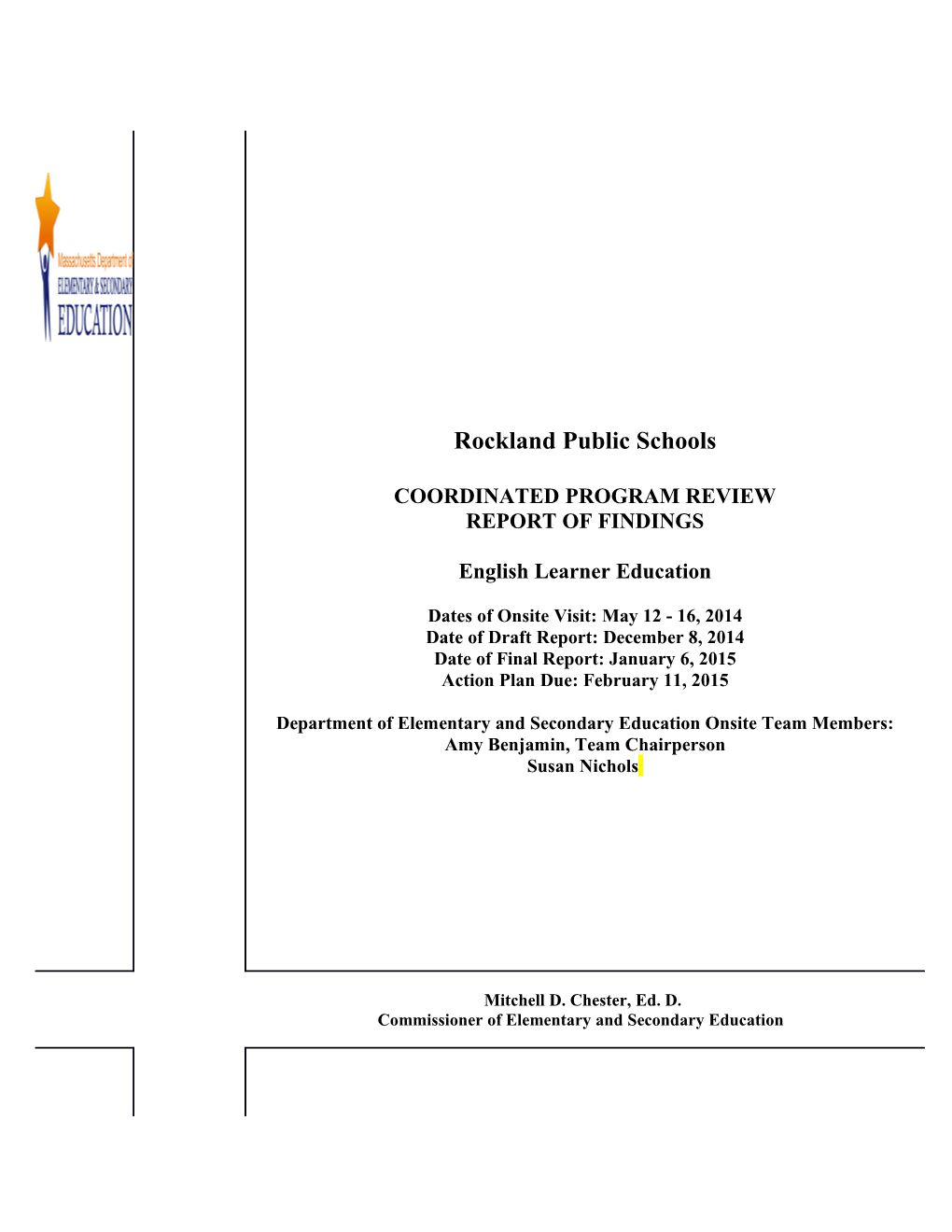 Rockland Public School CPR Final Report 2013-14