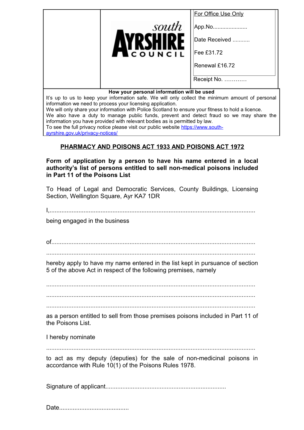 Pharmacy and Poisons Act 1933 and Poisons Act 1972