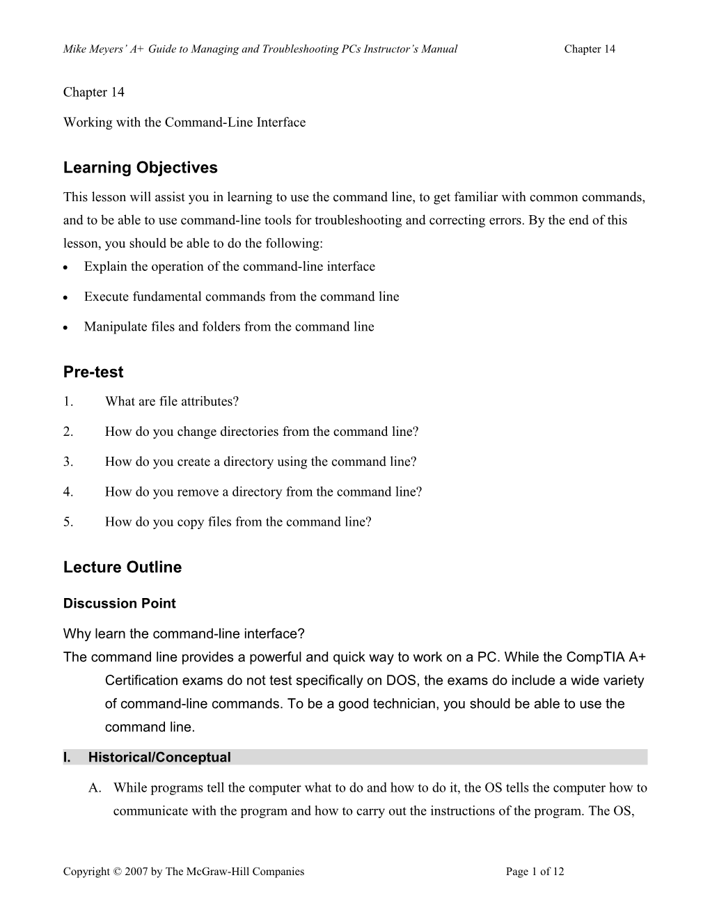 Mike Meyers A+ Guide to Managing and Troubleshooting Pcs Instructor S Manual Chapter 14